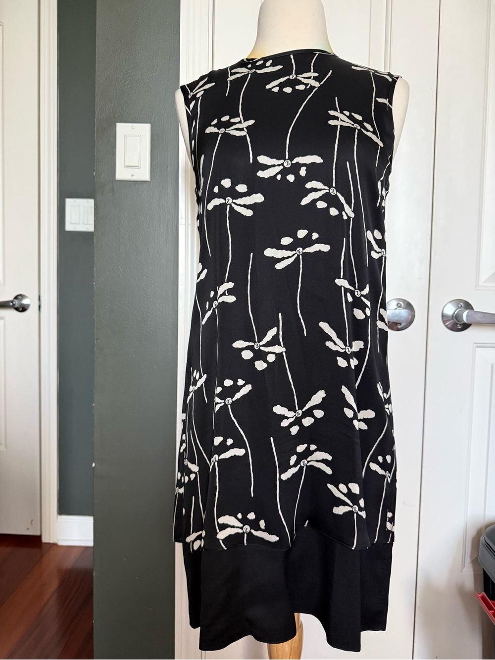 Chanel Sleeveless Black & White Floral Dress